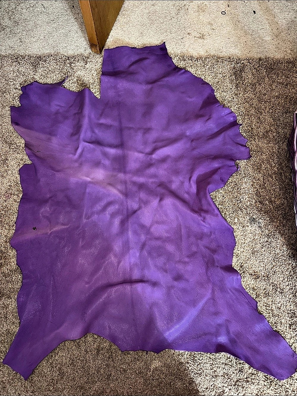 Purple Hide Leather Craft Piece dyed buck skin real hide 37X42